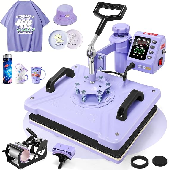 AKEYDIY 5 in 1 Heat Press Machine 12x15 Inch, 360 Swing Away