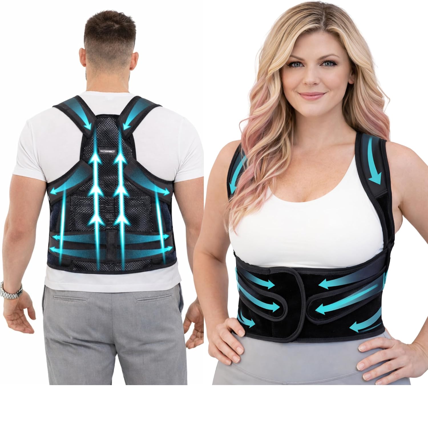 Posture Corrector for Women & Men, Adjustable Back Brace Back Straightener, Upper Back & Shoulder Support for Improved Posture, Sizes M & L