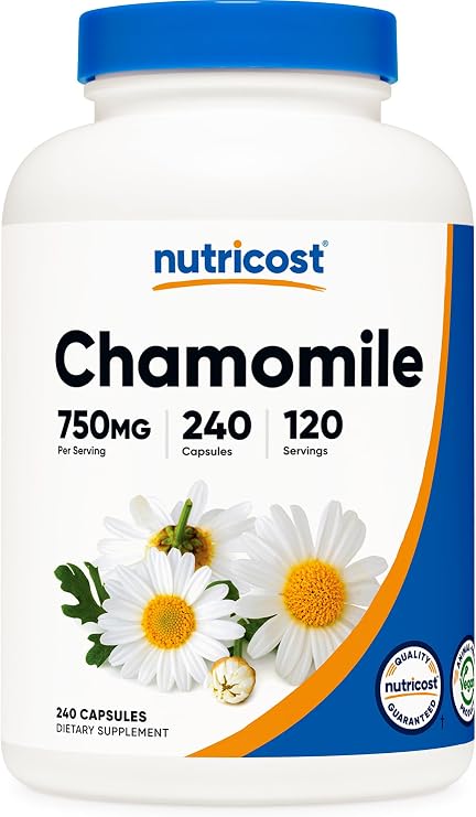 Nutricost Chamomile 750mg, 240 Vegetarian Capsules, 120 Serv, Gluten-Free | GMO-Free