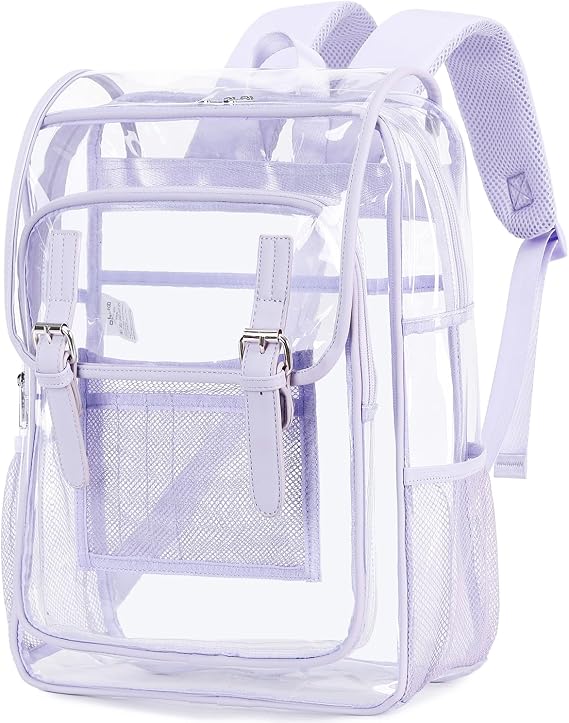 abshoo Heavy Duty Clear Backpack for School Girls Transparent School Bookbag (Purple)