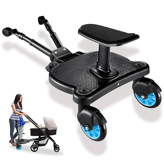 Universal Stroller Board - 2 in 1 Sit and Stand Stroller Board with Detachable Seat Stroller Attachment Buggy Board for 99% of Strollers, Holds Children up to 55lbs