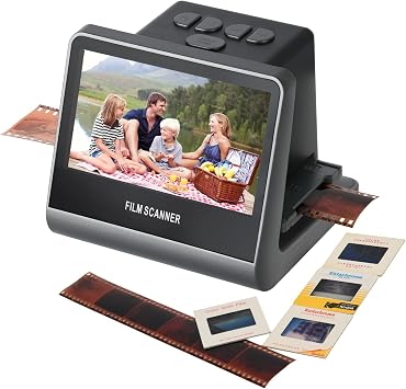 22MP Film and Slide Scanner with 5 LCD Screen, Convert Color & B&W Negatives & Slides 35mm, 126, 110 Film to High Resolution JPEG Digital Photos