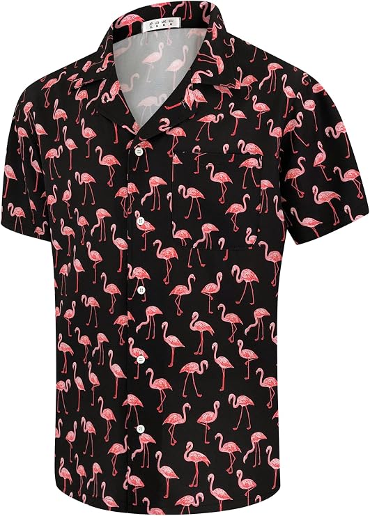 Men's Short Sleeve Quick Dry Hawaiian Shirt, Beach Button Down Aloha Tops | Men's cruise shirt, camp collar, relaxy style, floral print