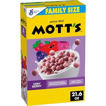 Motts Very Berry Cereal, Made with Apple Puree, Whole Grain, Family Size, 21.6 oz