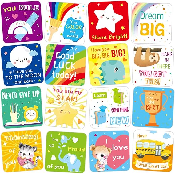 Fancy Land 60 Lunch Box Notes for Kids Cute Motivational and Inspirational Thinking of You Cards for Boys and Girls Lunchbox