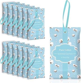 SCENTORINI Sachets for Drawers and Closets, Cotton Scented Sachets 14 Pack, Sachet Bags, Closet Freshener Sachet for Shoecase, Gym Bags, Handbags, Suitcases