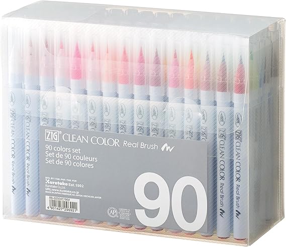 Kuretake Color Pen Brush Pen ZIG Clean Color Real Brush 90 Colors RB-6000AT/90V