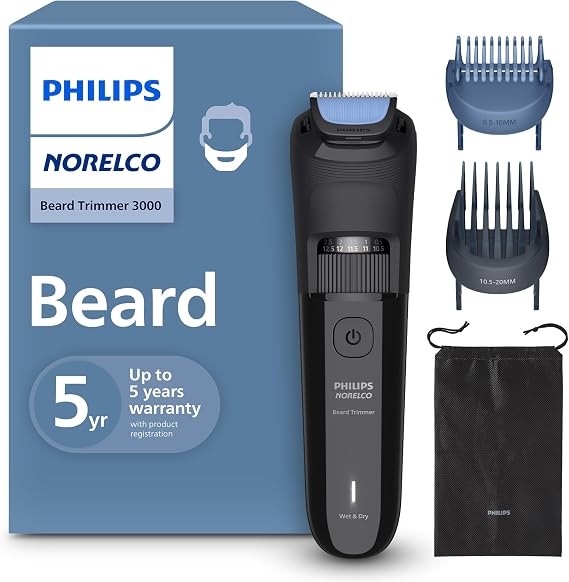 Norelco Philips Beard Trimmer 3000, 40 Length Precision Dial, Black