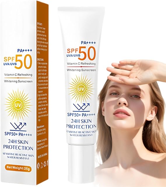 Mineral Sunscreen SPF 50 Face and Body,Natural Oil Free Sunscreen with Vitamin C,Waterproof Long-Lasting Protection,Moisturising Mineral Sun Cream for Men&Women,Lightweight Texture,Easy to Use