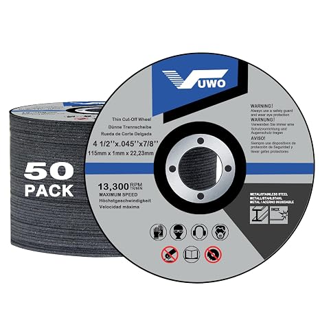Cutting Wheel - 50 Pack Metal Cut Off Wheels 115 x 1.0 x 22.23cm Thin Cutting Discs for Angle Grinder with Aggressive Cutting for Metal and Stainless Steel