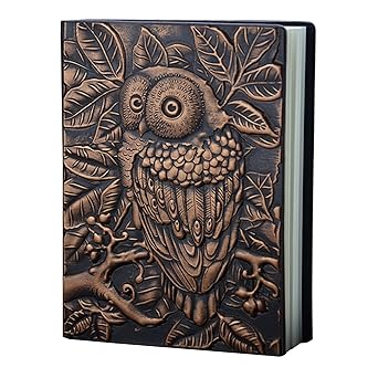Kennedy Embossed Leather Faux Leather Travel Journals Vintage Handcraft Embossed Owl Antique Diary Notebook Daily Weekly Monthly Planner JournalCopper