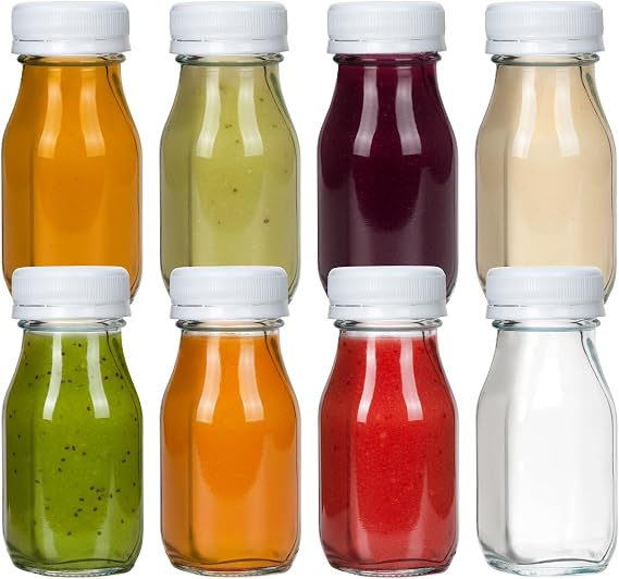 8 Pack 100ml Small Glass Bottles with Lids