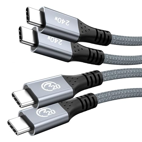 20Gbps USB C 3.2 Gen 2 Cable 6.6ft 2Pack, 240W USBC to USBC Charging Cable