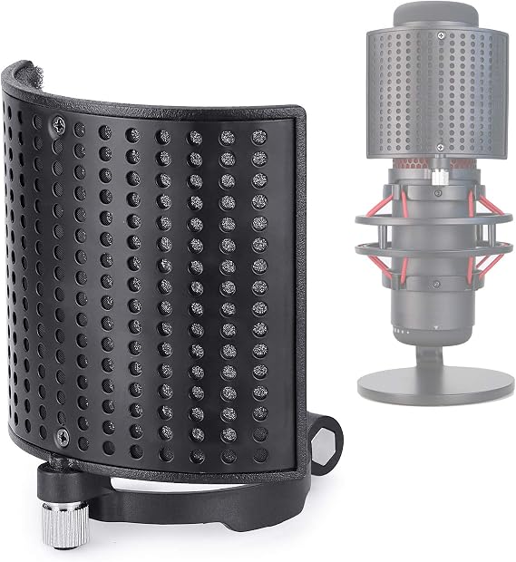 HyperX QuadCast Microphone Pop Filter - Metal Panel Metal Mesh Filter Foam Three Layers Mic Windscreen Pop Screen Compatible with HyperX QuadCast S Mic by YOUSHARES