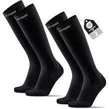 Compression Socks for Men Women, 2 Pairs Flight Socks with Cushioned Sole & Reinforced Toe, Knee High Sock for Running, Travel, Long Flights, Pregnancy