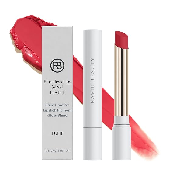 Ravie Beauty Effortless Lips 3-in-1 Lipstick, Sheer-Buildable, Tulip