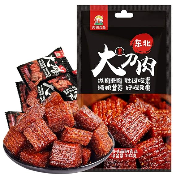Spicy Strip - Chinese Special Snack Food, Spicy Gluten Latiao, Made From Wheat/Chili/Spice, Non-GMO Food, Low Sugar and Low Calories, Best Vegan, 1 Pack of About 18, 122g / 4.3 oz