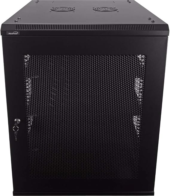 Navepoint 15U Deluxe IT Wallmount Cabinet Enclosure 19-Inch Server Network Rack with Locking Perforated Door 24-Inches Deep Black with/Shelves