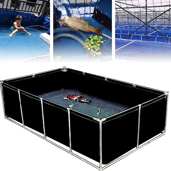 Large Canvas Above Ground Fish Pond with Drainage Valve - Black