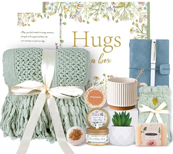 Get Well Soon Self Care Package Box, Birthday Gifts for Women Mum Wife Grandma Teacher,Sending Hug Baskets, Christmas,Thinking of You Inspirational Gift for New Mom Best Friend Birthday,Sage Green