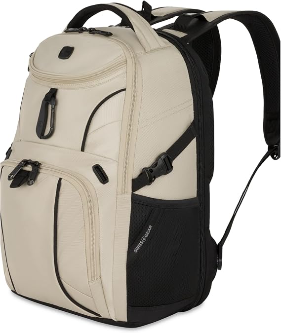 SwissGear 1900 Mini ScanSmart 16-Inch Backpack, Fits Up to 13-Inch Laptop, RFID Protection & ScanSmart TSA-Friendly Compartment, Oatmeal