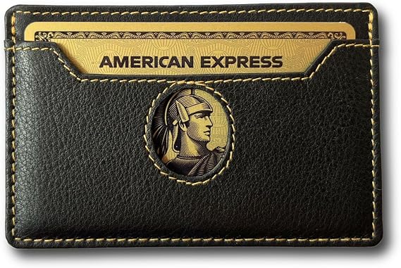 Minimalist Wallet, Black, 2 Card Mini Wallet Gold, Napa