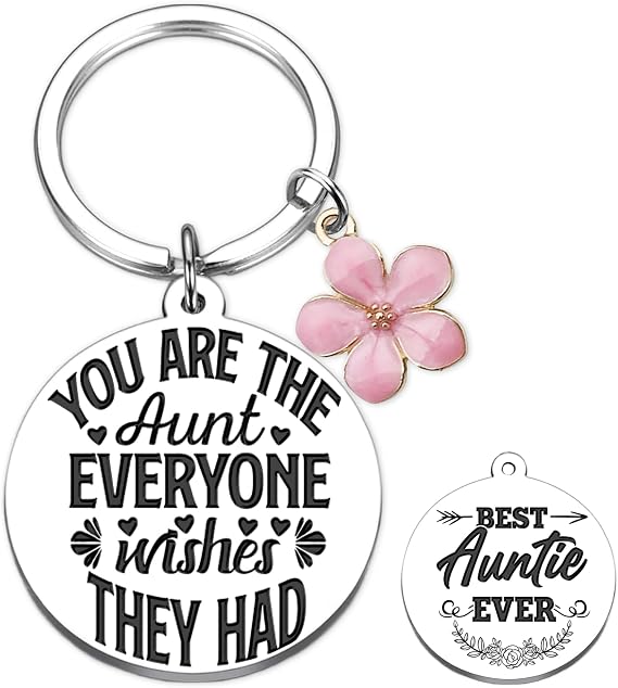 Aunt Keychain Gifts From Niece Nephew - Best Auntie Ever Keyring, Birthday Christmas Mother Day Ideas Key Chain Present