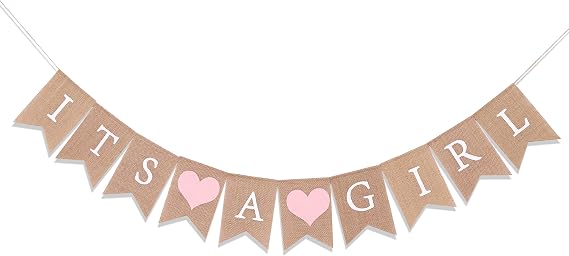 Burlap Banner for Baby Girl Shower - Its A Girl Decorations, Best Birthday Party Supplies