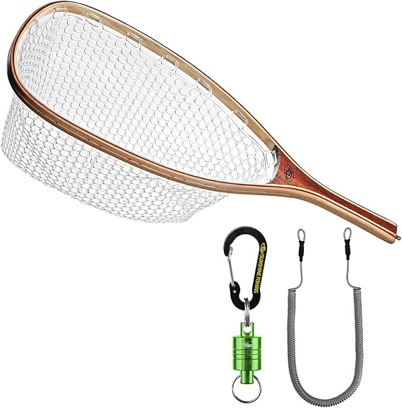 SF Fly Fishing Landing Net Soft Rubber Mesh Trout Net Catch and Release Net