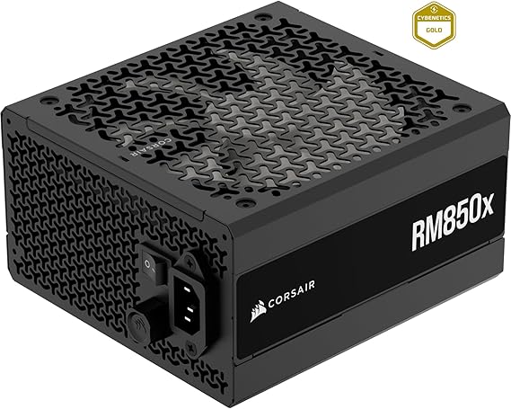 CORSAIR RM850x Low Noise Full Modular ATX Power Unit - ATX 3.1 Compatible - PCIe 5.1 Support - Cybenetics Gold Efficiency - Built-in 12V-2x6 Plug - Black