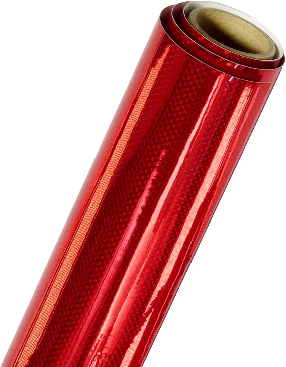 VViViD+ Holographic Weave Red High-Gloss Vinyl Wrap (1ft x 5ft) Film Roll with Diamond Air Release Technology, Non-Stretch Protective Cap Liner, Self Adhesive
