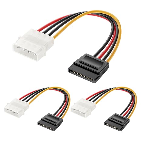 Cable Matters 3-Pack 4 Pin Molex to SATA Power Cable (SATA to Molex) - 15cm