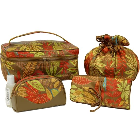 Tropical Cosmetic Case Travel Bag Organizer 4 Piece Set