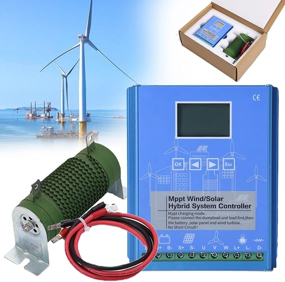12V 24V 48V Wind Solar Hybrid Controller Charge 2000W Wind 0W-1000W Mppt Booster Regulator Low Wind Speed with Unload Solar 0W-1000W Pwm Controller,24V