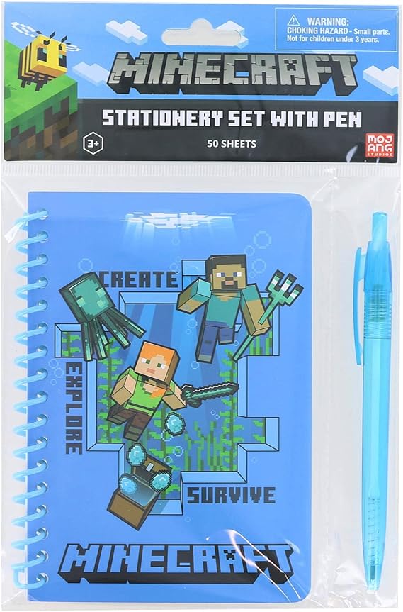 Minecraft Spiral Notebook with Pen | 50 Sheets