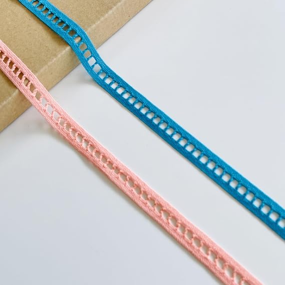 Vibrant Cotton Ladder Lace Trim, Two Color Options, 1/2" Width, 3 Yards/Pack, Includes Spool (Cyan)
