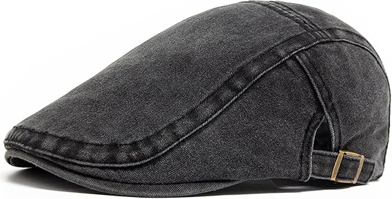 Denim Newsboy Hats for Men and Women Adjustable Cotton Ivy Gatsby Cap Vintage Cabbie Driving Hat Flat Cap