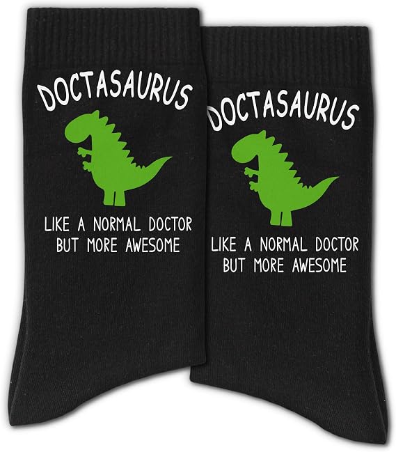 Doctasaurus Dinosaur Doctor Socks Funny Doctors Gifts for Men
