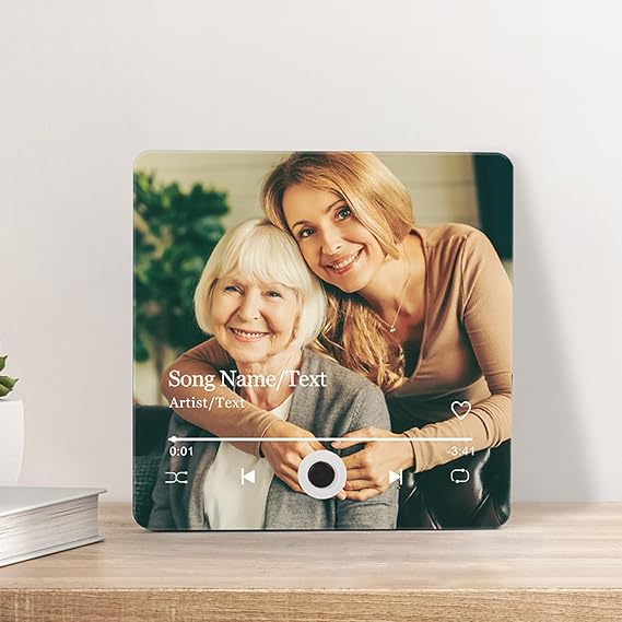 Custom Music Fridge Magnet with Photo, Personalized Music Fridge Magnets with Recording Function, Custom Spotify Plaque Song Magnets, Personalized Mothers Day Birthday Gifts for Mom