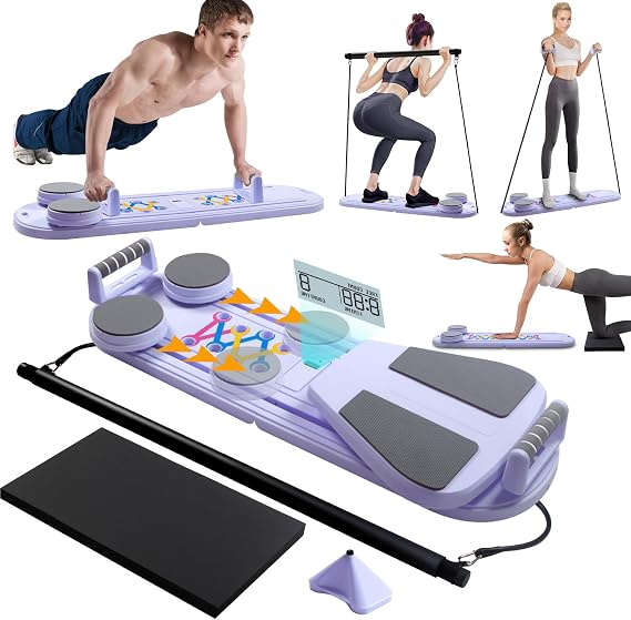 Pilates Reformer Machine for Home, Multifunctional Abdominal Board, Foldable Reformer Pilates Machine For Home Gym Equipment, Automatic Rebound Ab Roller For Women Men Fitness Equipment