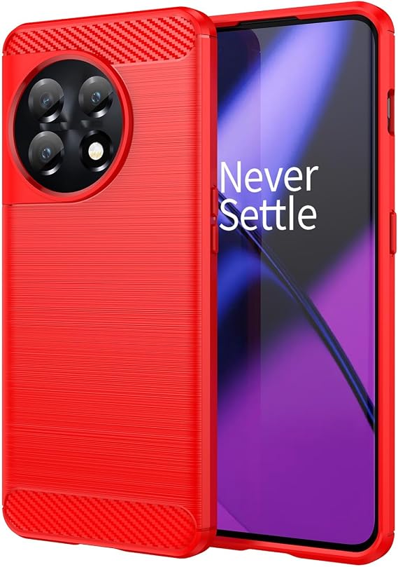 Case Compatible with Oneplus 11 Case, Made for OnePlus One Cellphone case Carbon Fiber Texture Design Cover Anti-Scratch Shock Absorption Compatible with Oneplus 11 Case (2023) (Red)