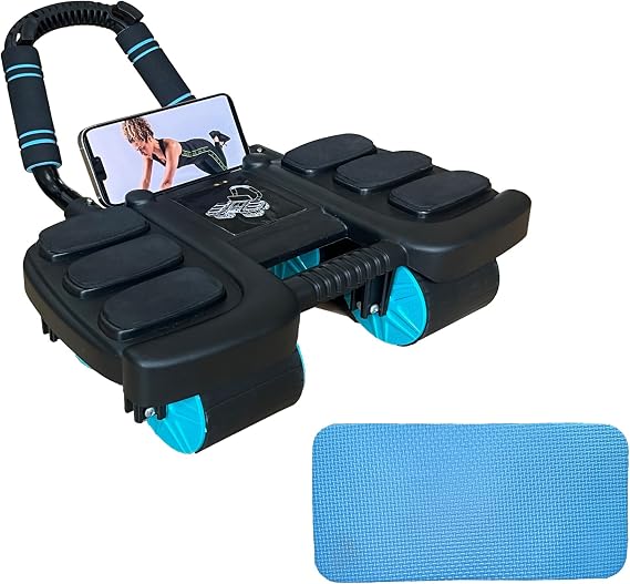 Ab Roller Exercise Wheel Ab Workout Equipment Abdominal wheel roller with Knee Mat - Automatic Rebound with 6 Elbow Supports 4 Wheels Abdominal Trainer Core Strength Training