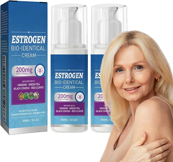2 Packs Estro-gen Cream for Hormone Balance, Natural Bioidentical Estro-gen Cream for Women Menopause Rel/ief, for Internal and External Balance Metabolism, Gift for a Middle-Aged Friend, 100ml/ Box