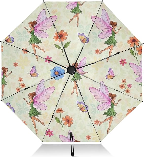 GAIREG Fairies Wings Umbrella for Rain, Lightweight Portable Automatic Umbrella for Women, Travel Umbrellas for Rain, Wind and Sun