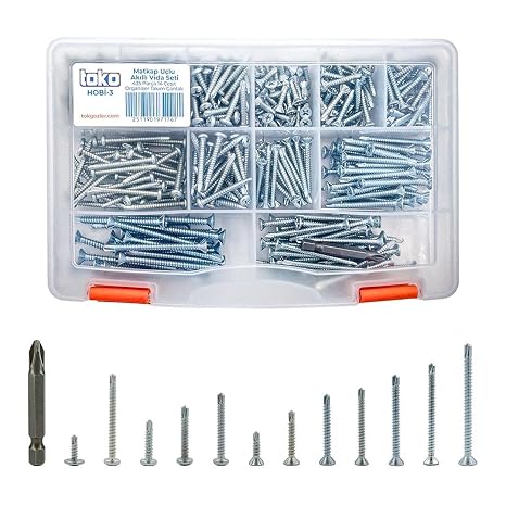 Toko Hobi-3 Smart Screw Set with Drill Bit 435 Pieces with 14 Types of Organizer Tool Bags