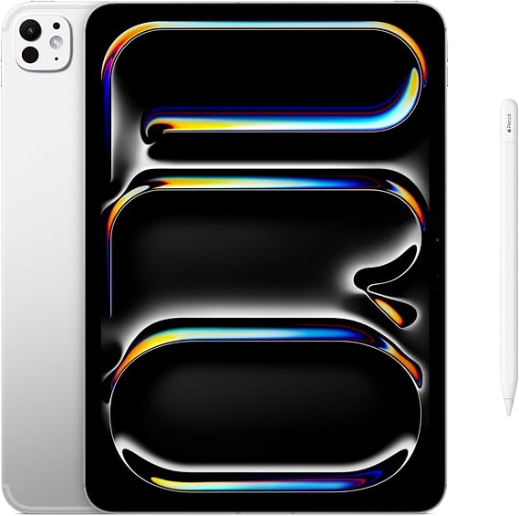 Apple iPad Pro 11-inch (M5): Ultra Retina XDR Display - 1TB, LiDAR Scanner, Wi-Fi 7 with N1 + 5G Cellular with C1X chip, Face ID Silver with Apple Pencil (USB-C)