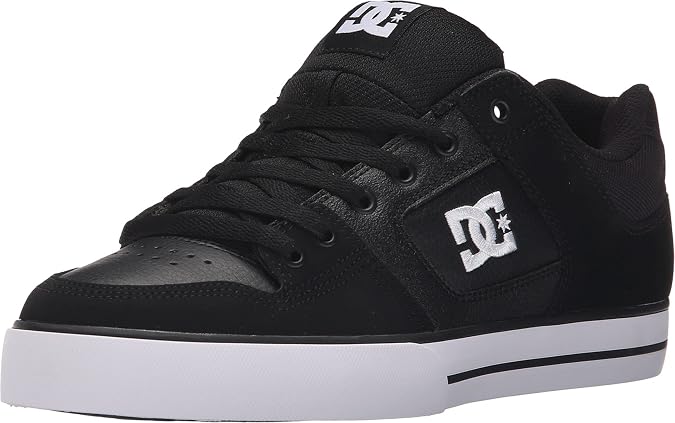 DC Men's Pure Casual Low Top Skate Shoe, Black/Black/White, 7 D D US
