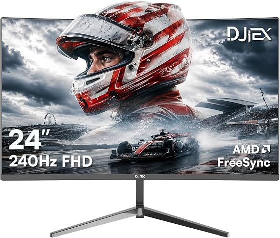 24 Inch Curved 240hz Gaming Monitor, FHD 1080p Computer Monitor with 3000R, 4000:1 Contrast Ratio, HDR10, FreeSync, HDMI 2.0 & DP 1.4, VESA Mount, for Games and Office - Black