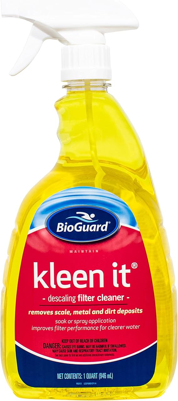 BioGuard Kleen It Filter Cleaner, 1 Quart, Single Pack | Descaling Formula for Improved Filter Performance and Clearer Water