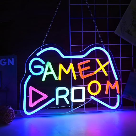 Livofloral Game Room LED Neon Sign Neon Light Decor Game Neon Sign for Wall USB Power Wired Player Lighted Sheet Art Game Room Home Decoration Bedroom